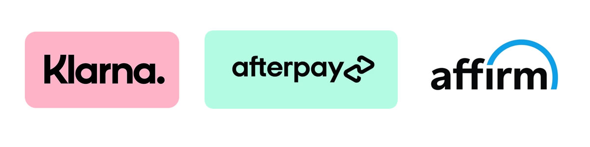 Logos for Klarna Afterpay and Affirm